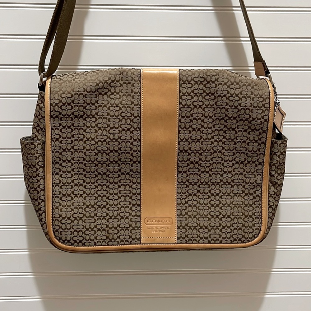 Authentic Coach Brown Monogram Jacquard Messenger Bag